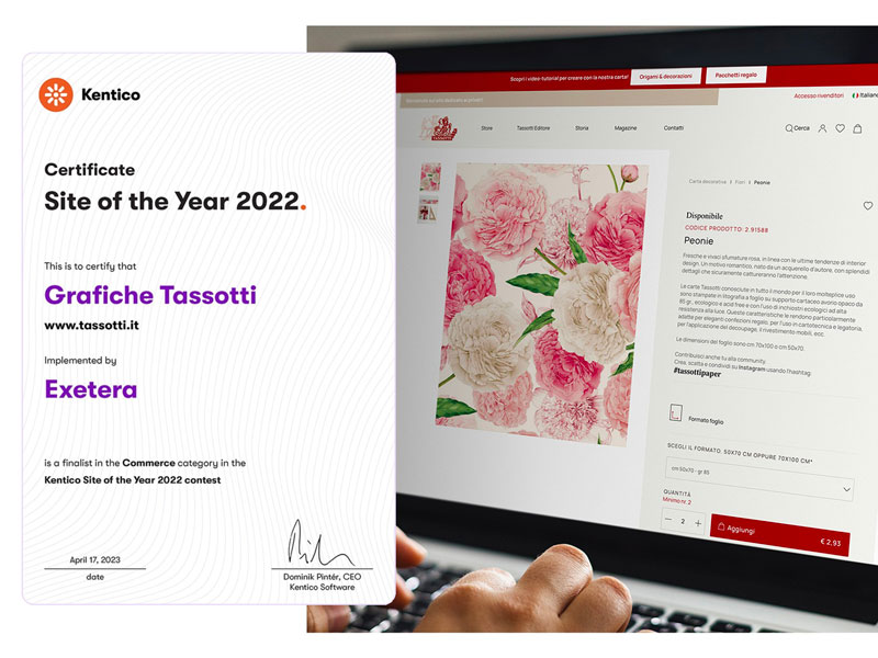 L’e-commerce Tassotti, realizzato da Exetera, vince il  'Site of the Year 2022'