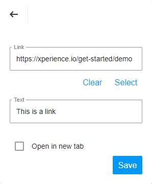 XTR K13 Modifica dei contenuti nei campi rich text Inserimento di link