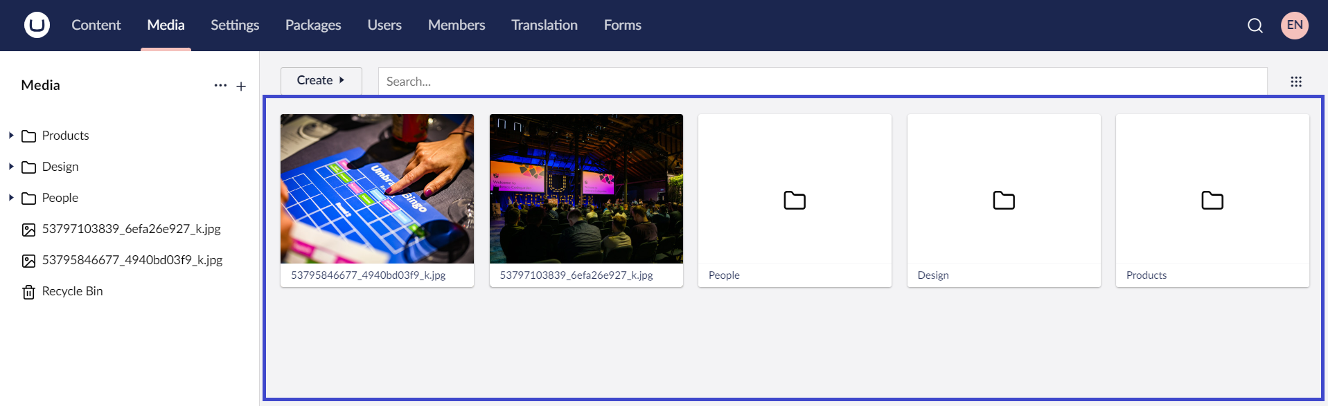 Umbraco Backoffice Media