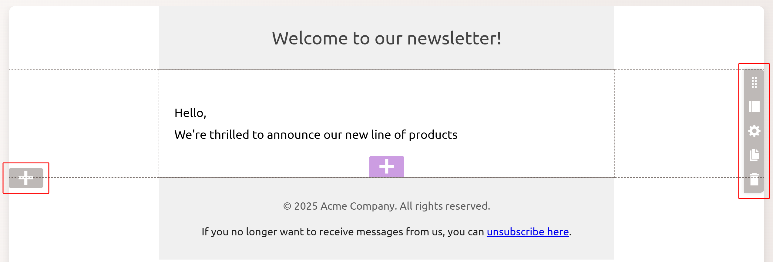 Xperience Creare email in Email Builder Modificare il layout dell’email usando le sezioni
