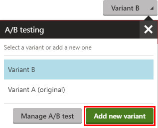 Docs K13 Test A/B delle pagine Definizione di varianti aggiuntive