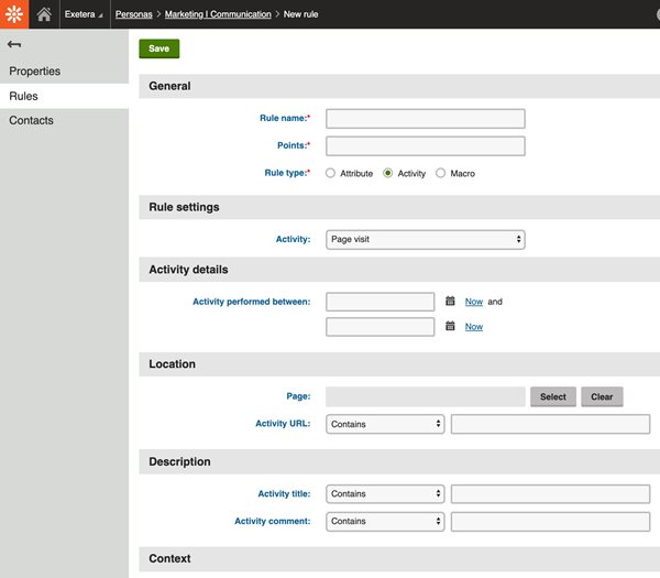 kentico personas activities