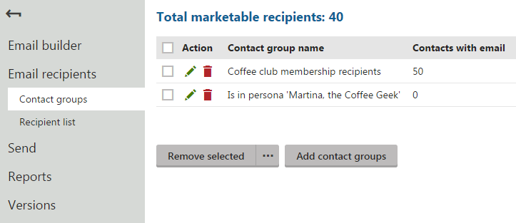XTR K13 Invio di email di marketing Aggiunta di destinatari alle campagne email Contact groups