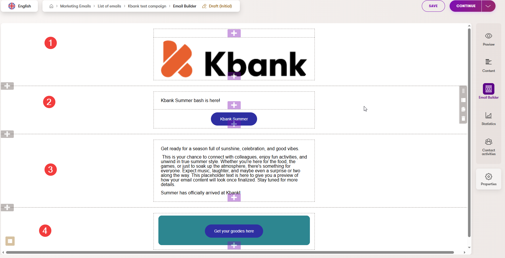 XTR XbyK Componenti di Email Builder Sezioni
