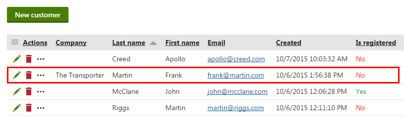 XTR K13 Creazione di un cliente dall’applicazione Customers Lista dei clienti