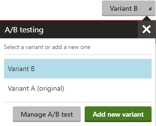 Docs K13 Test A/B delle pagine Gestione di un test A/B tramite il selettore