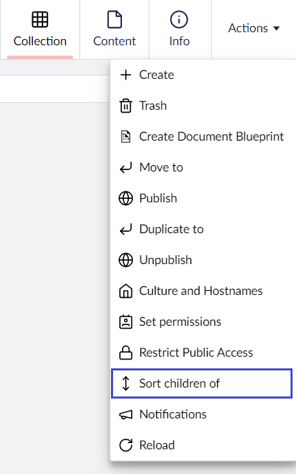 Umbraco Ordinare le pagine Opzione 2