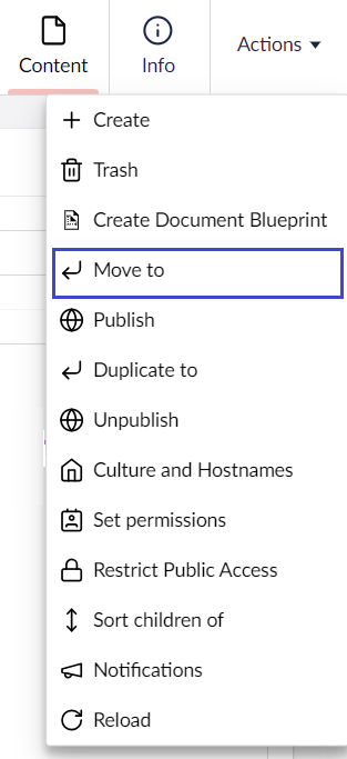 Umbraco Spostare una pagina Opzione 2