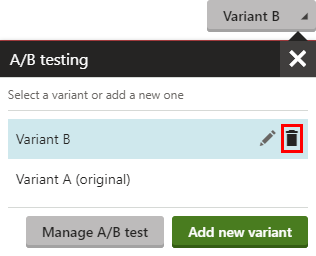 Docs K13 Test A/B delle pagine Eliminazione delle varianti di test