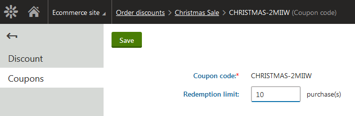 XTR K13 Lavorare con i codici coupon Impostare il numero di utilizzi disponibili per un codice coupon