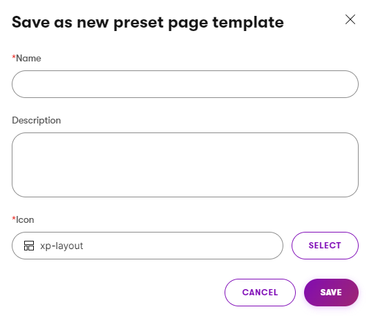 Xperience Salvare pagine come template predefiniti Salva come nuovo preset