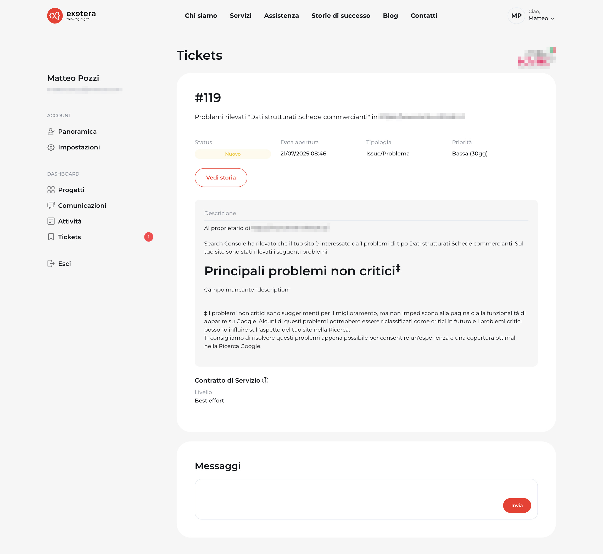 Doc Area Clienti Dettagli del ticket