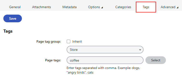 XTR K13 Tag di pagina