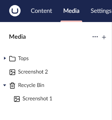Umbraco Lavorare con i Tipi di Media Ripristinare un elemento media dal cestino