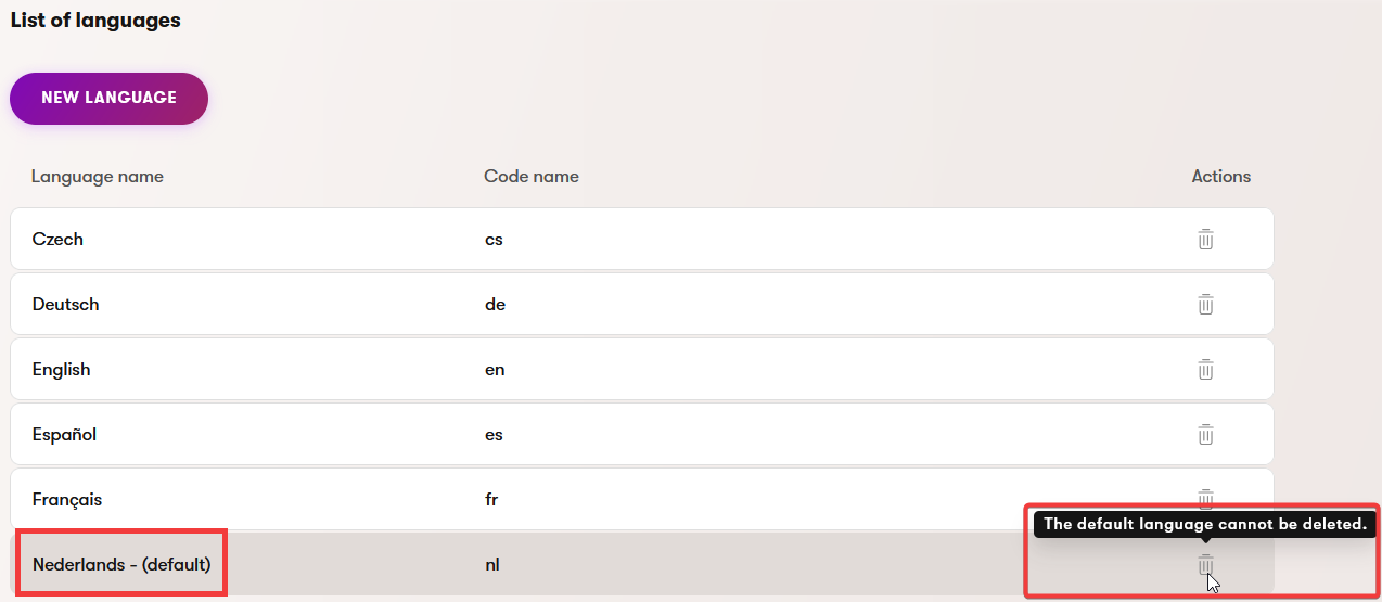 XTR XbyK Lingua di default