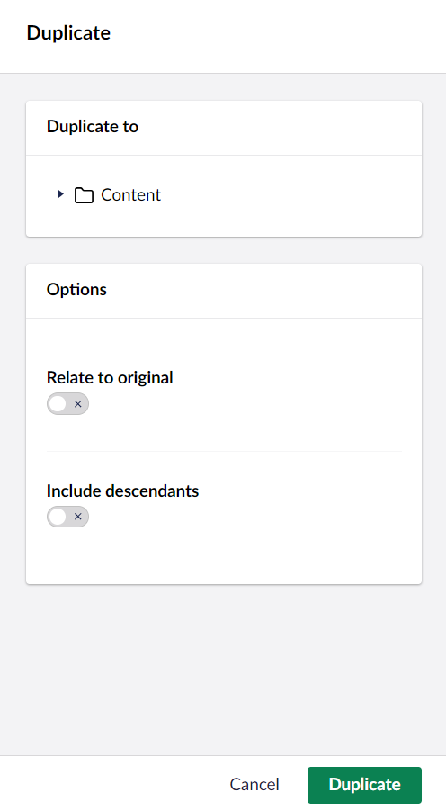 Umbraco Copiare una pagina Opzione 1 Destinazione