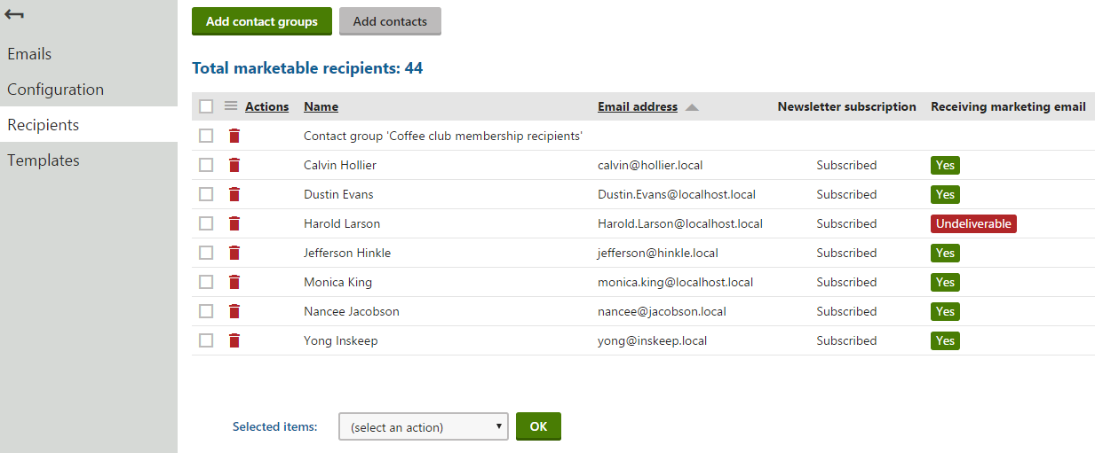XTR K13 Invio di email di marketing Aggiunta di destinatari alle newsletter