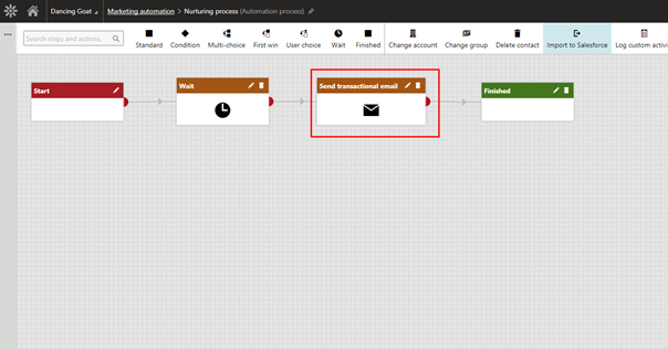 kentico marketing automation transational email