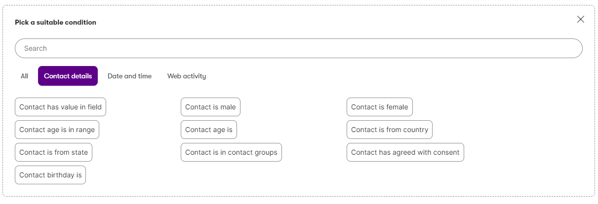 Xperience Configurare contact group dinamici Condizioni