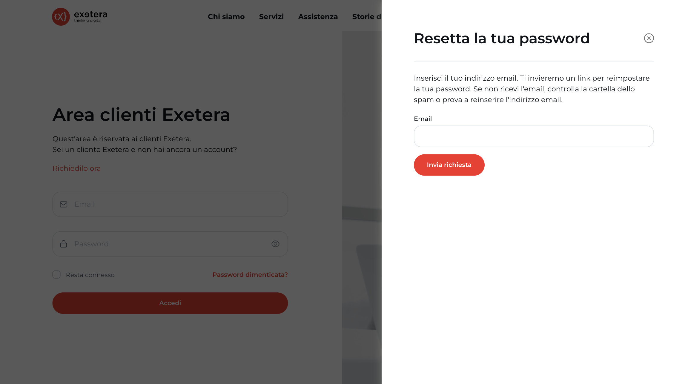 Doc Area Clienti Reimpostare la password